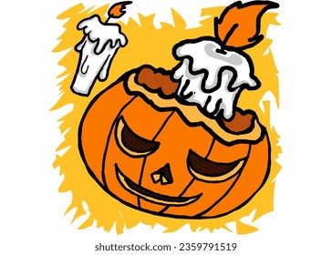 Halloween Pumpkin Head Cartoon Illustration Ford Design Sublimation