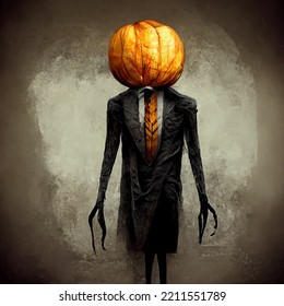 Halloween Pumpkin Head Slender Man