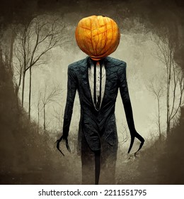 Halloween Pumpkin Head Slender Man