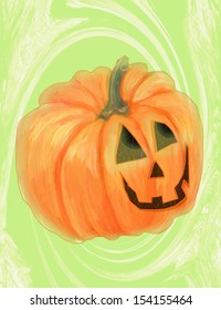 Halloween Pumpkin Jack O'Lantern Original Art Painting 