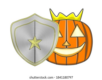 Halloween Pumpkin King With Silver Shield