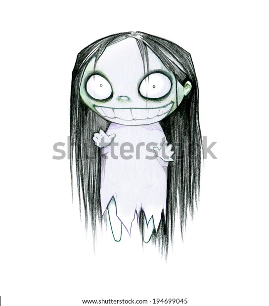 Halloween Scary Ghost Girl Stock Illustration