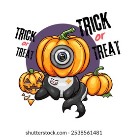 Halloween spirit with this adorable cosmic pumpkin design! Featuring a cute one-eyed character in a sleek shark suit, this quirky design adds a playful yet spooky vibe to your collection. Perfect  - Powered by Shutterstock