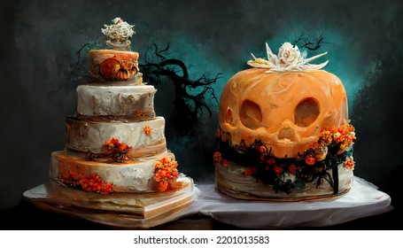 Halloween Wedding Cake Concept Art Illustration