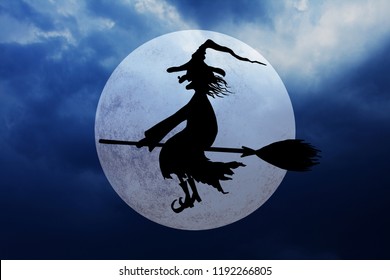 Halloween Witch Silhouette Smiling Wicked Witch Stock Illustration ...