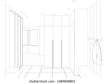 Hallway Contour Visualization 3d Illustration Sketch Stock Illustration ...