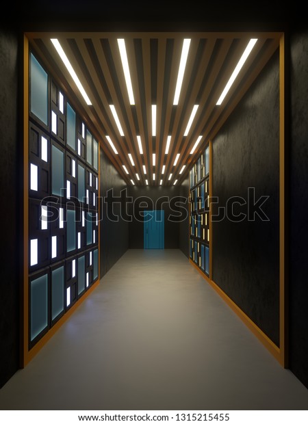 Hallway Interior Lamella Ceiling Decorative Wall Stock