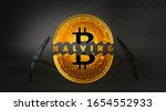 Halving cryptocurrency bitcoin. Blockchain network technology digital business.