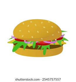 A hamburger, food illustration, jpeg - Powered by Shutterstock