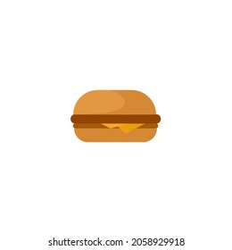 Hamburger Isolated Illustration. Hamburger Flat Icon On White Background. Hamburger Clipart.