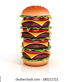 hamburger tower 3d illustration