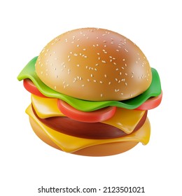 Hamburger  trandy illustration on white background. 3D rendering. - Powered by Shutterstock