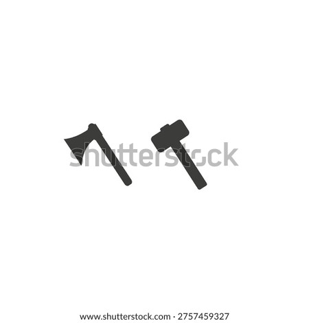 Hammer and Axe Icon Construction Tools