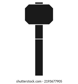 Hammer Industry Tool Equipment Icon Solid Black Illustration. Isolated White Repair Construction Steel Hardware