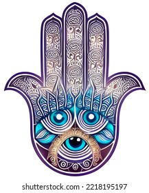 Hamsa Palm In Turquoise Color With 3rd Eye Open