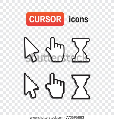 Hand and arrow, smooth and pixel s