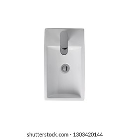 Hand Basin Overhead View And Bathroom Sink Top View Isolated On White Background, Perfect For Use For 2d Colour Floor Plans And Interior Design Projects.