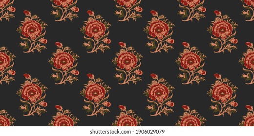 Hand Block Print Flower Background Print Design