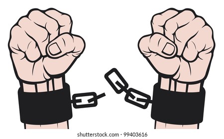 hand broken chains (fetters)