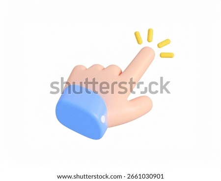 hand click 3d rendering isolated on white background cartoon plastic style icon