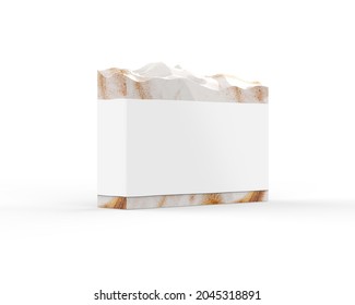 Hand Crafted Organic Soap With Blank Label, Handmade Natural Soap With Sleeve Mockup For Design And Branding, 3d Illustration