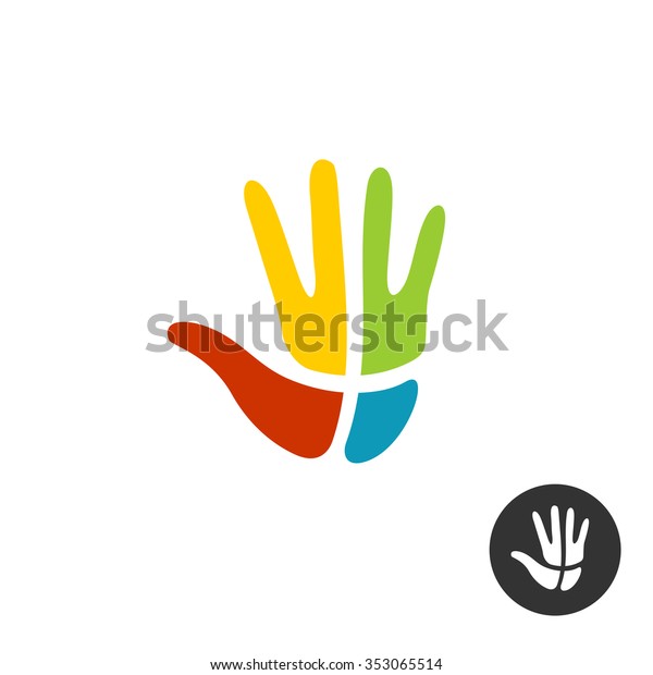 Hand with cross religion logo. People faith diversity\
concept. 