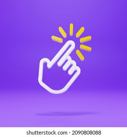 Hand Cursor Click Minimal Icon Symbol In 3D Rendering Isolated On Purple Background