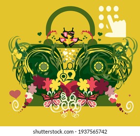 Hand Dials The Code For Open Work Bag With Hidden In Floral Pattern Locks Combination 