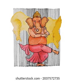 Hand Done Illustration Of Dancing Ganesha