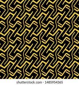 hand doodled black and gold organic textured geometric pattern with lines and symmetry for luxury textile, fabric, wallpaper, backgrounds, backdrops, cards and creative surface design templates.