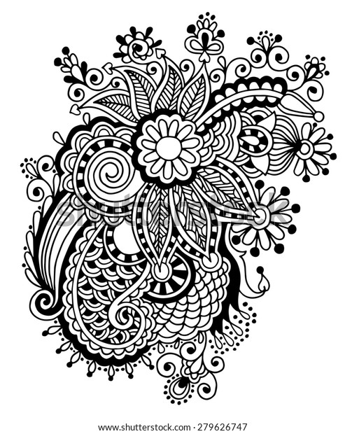 Hand Draw Black White Line Art Stock Illustration 279626747 | Shutterstock