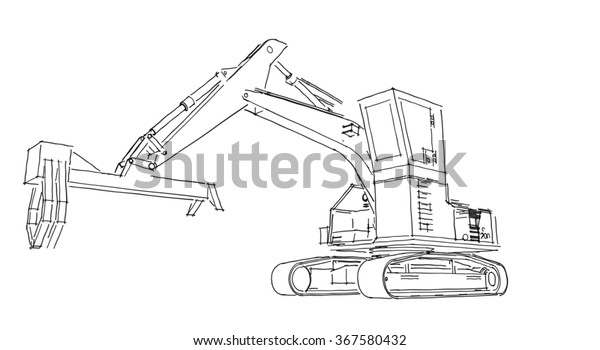Hand Draw Excavator Stock Illustration 367580432
