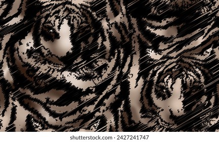 Hand draw scribble tiger pattern. Textile animal pattern.