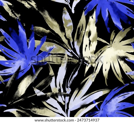 Hand draw tropical pattern with strelitzia