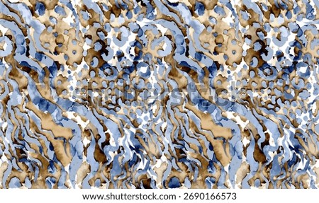 Hand draw zebra and leopard pattern in paint brush. Textile print pattern.