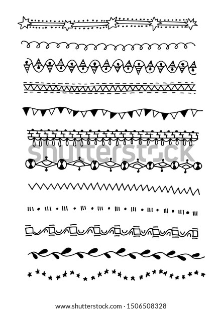 hand drawing
doodle page divider set decoration, vintage line border design
template, raster version
illustration