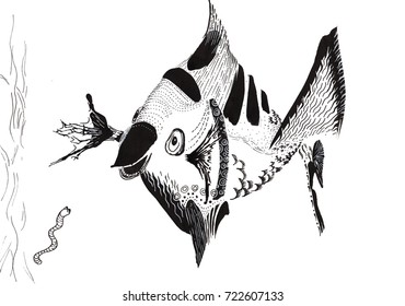 Hand Drawing Fun Fish Stock Illustration 722607133 | Shutterstock