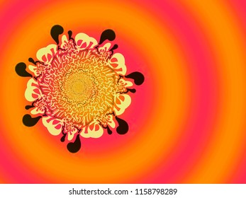 A hand drawing mandala made of orange tones black and pink. - Shutterstock ID 1158798289