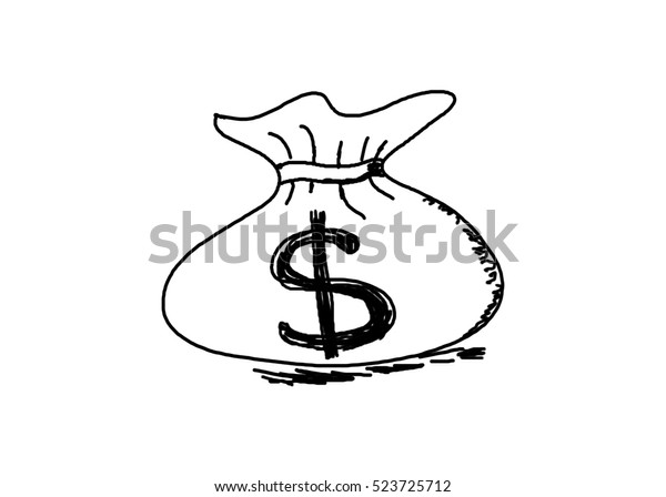 Hand Drawing Money Bag Dollar Sign Stock Illustration 523725712