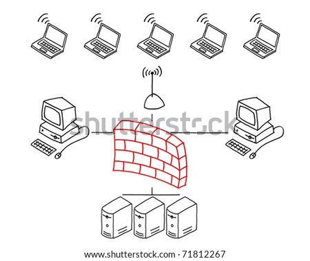 Hand drawing Network. Drawn by hand and scanned.
