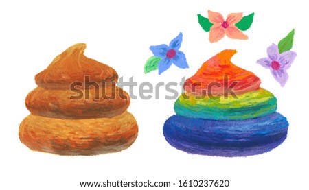 [Hand Drawing] Normal dung and colored dung