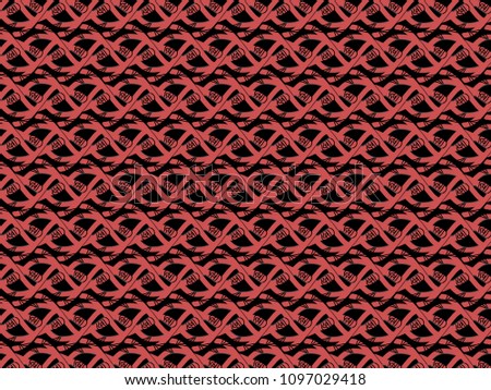 A hand drawing pattern made of red on a black background.