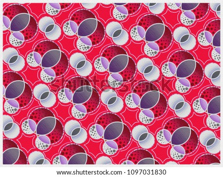 A hand drawing pattern made of red pink white and black.