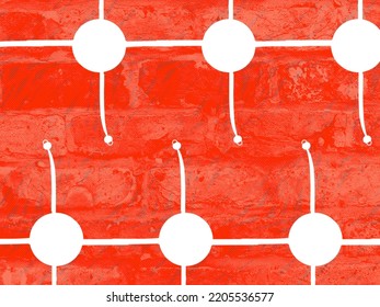 A hand drawing pattern made of white and red with brick wall effect