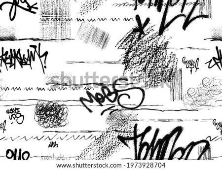 Hand drawing seamless graffiti pattern, hand writing, watercolor