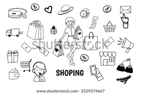 Hand drawing shoping doodle vector illustration