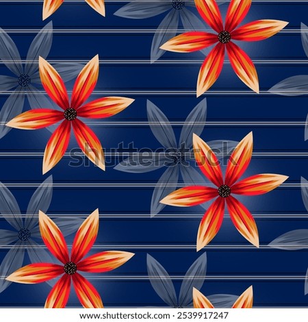 Hand drawing sunflower seamless pattern with abstract blue background.allover print