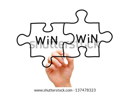 hand drawing win win puzzle conceptのイラスト素材 137478323