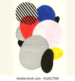 Hand drawn abstract composition of a modern art style. Raster illustration with minimalist style.