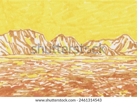 Hand drawn abstract landscape. Versatile artistic image for creative design projects: posters, banners, cards, magazines, prints and wallpapers. Acrylic on paper. Artist-made art.